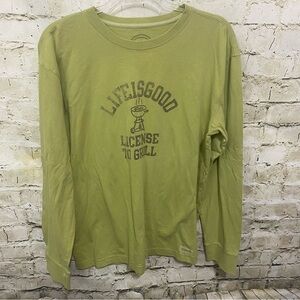Life Is Good Green Cotton Licensed To Grill Long Sleeve T Shirt